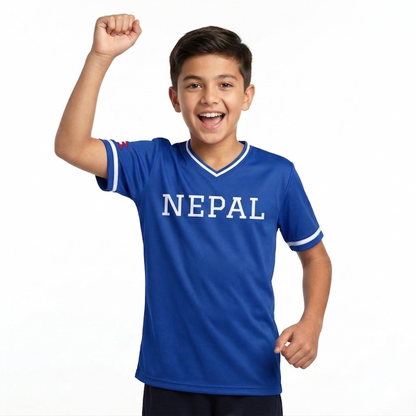 Nepal Baseball National Team Kids' Lifestyle V-Neck Jersey