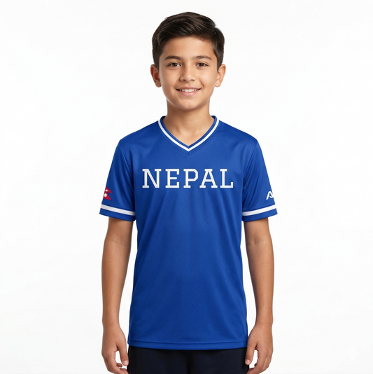 Nepal Baseball National Team Kids' Lifestyle V-Neck Jersey